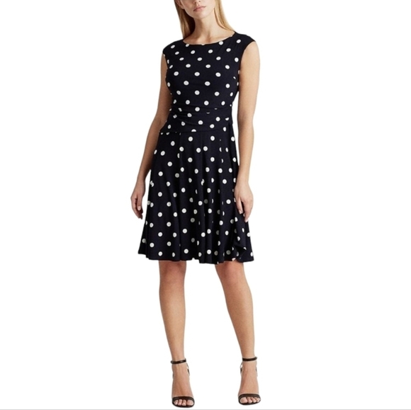 Lauren Ralph Lauren Dresses & Skirts - Lauren by Ralph Lauren Black & White Polka Dot Sleeveless Dress Size 10